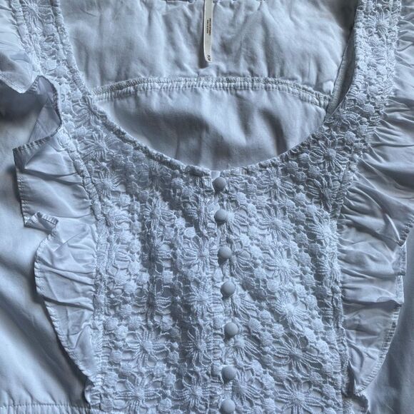 Free People Half Moon Mini Dress Crochet Sleeveless Ruffle White Cotton Medium - Picture 5 of 14